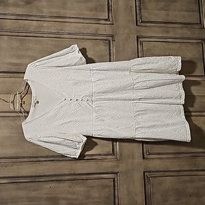 White Broderie Anglaise tiered seeing swing dress, medium